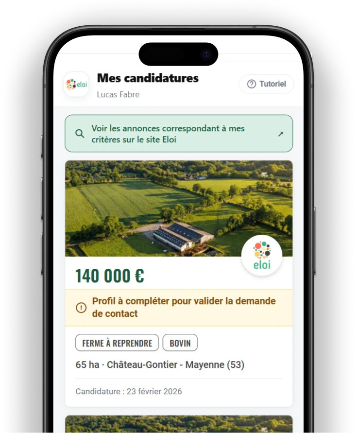 Espace personnel de suivi des candidatures sur la plateforme Eloi